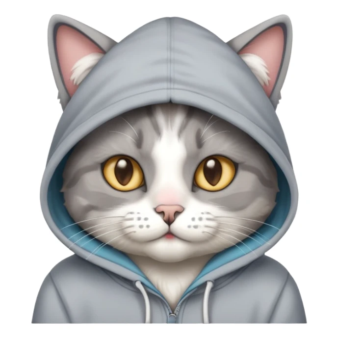 a cat wearing a hoodie with powder by its nose  sticker