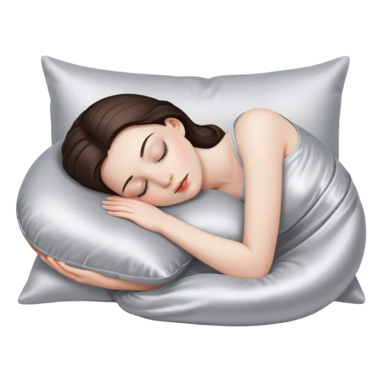 sleeping Barbie girl brunette white girl with a silver silk pillow sticker