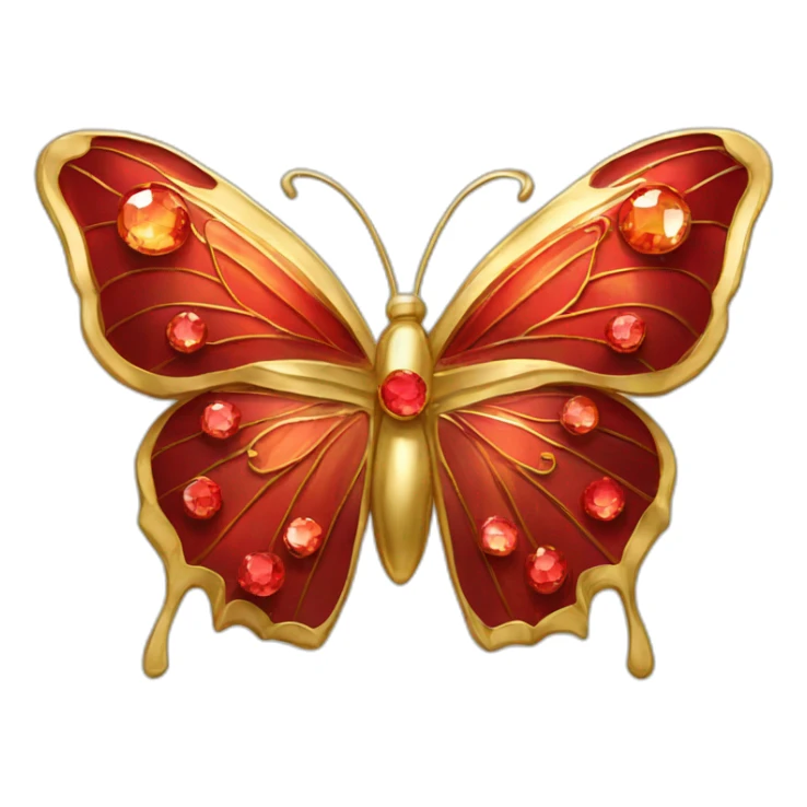 gold and red crystal butterfly jewel sticker