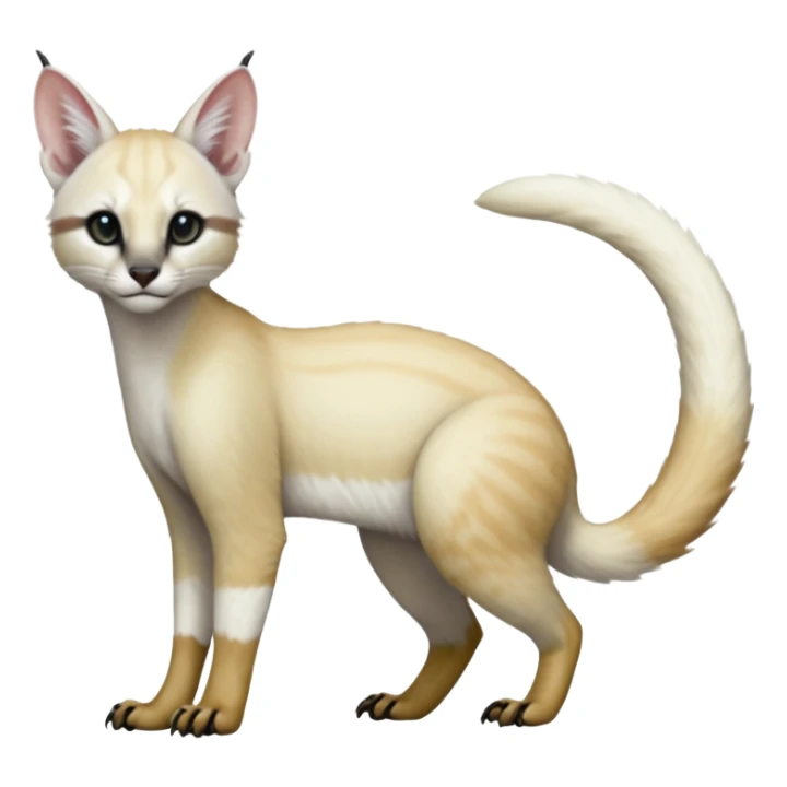 Colorful albino soft smooth silky pale light pastel white glorious divine exotic cute cool beautiful beautiful fantasy-caracal-civet-genet-sergal-vernid-Cacomistle-Trico-oncilla-animal-Fakémon-hybrid-fursona (full body) sticker