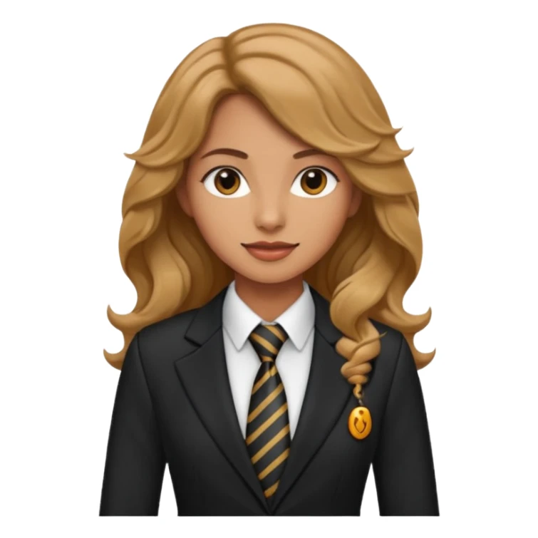 long wavy haired woman with tie and blazer sticker