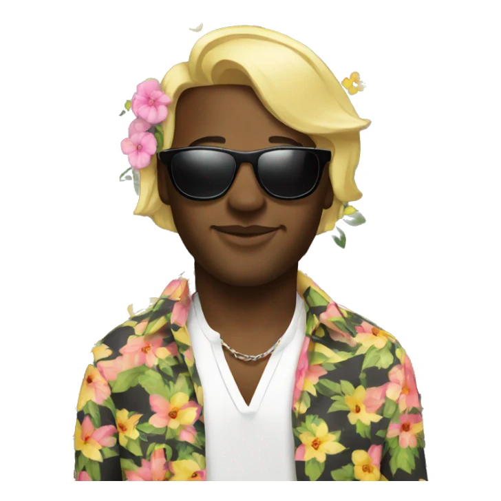 black dj wearing sunglasses wearing a flower shirt sticker