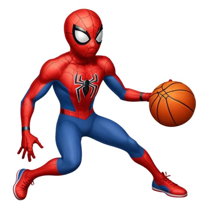 Spider-Man with a football and a basketball sticker