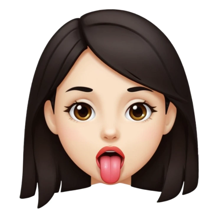 Girl dark hair sticking tongue out  sticker