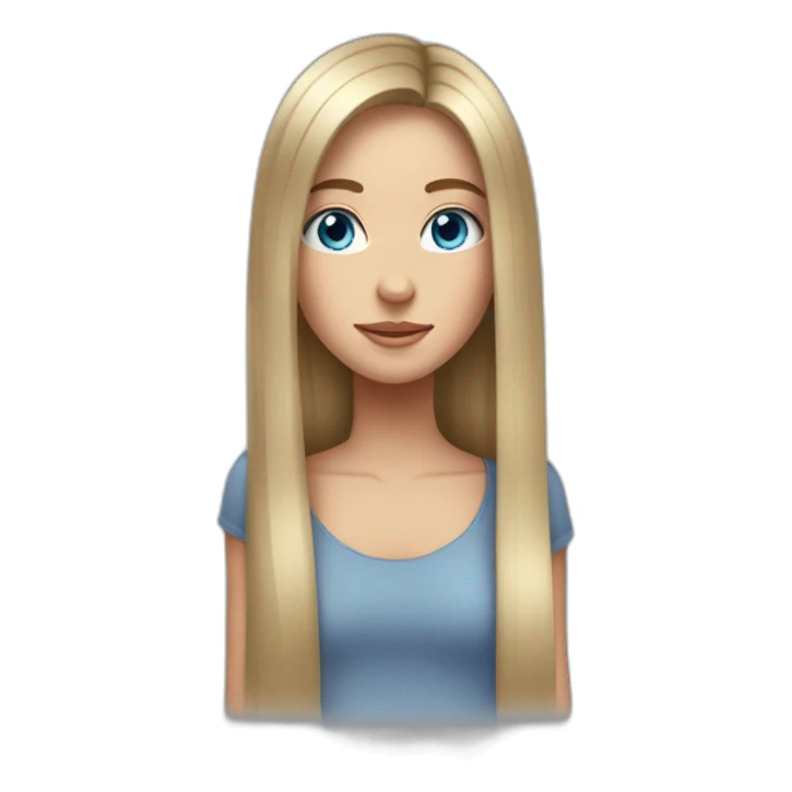 Girl, straight shoulder long straight hair, blue eyes  sticker