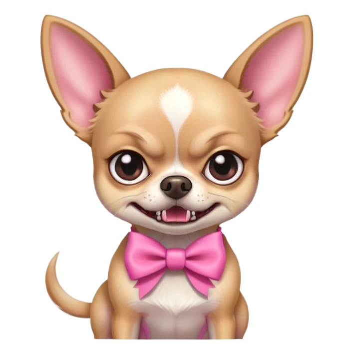 Angry girly chihuahua face with bow growling sticker