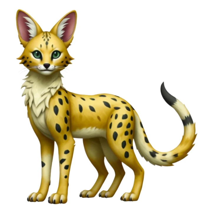 Epic complex detailed sanguine hunter-green realistic aesthetic-scenic-Fakémon-Trico-Sergal-Serval-Vernid-creature sticker