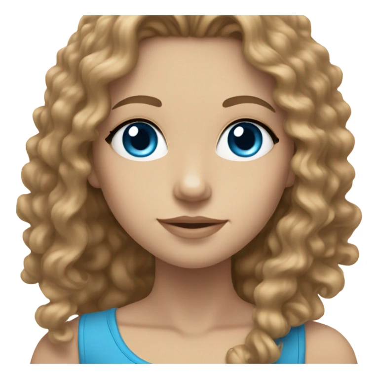 a white girl with long curly brown hair and blue eyes sticker