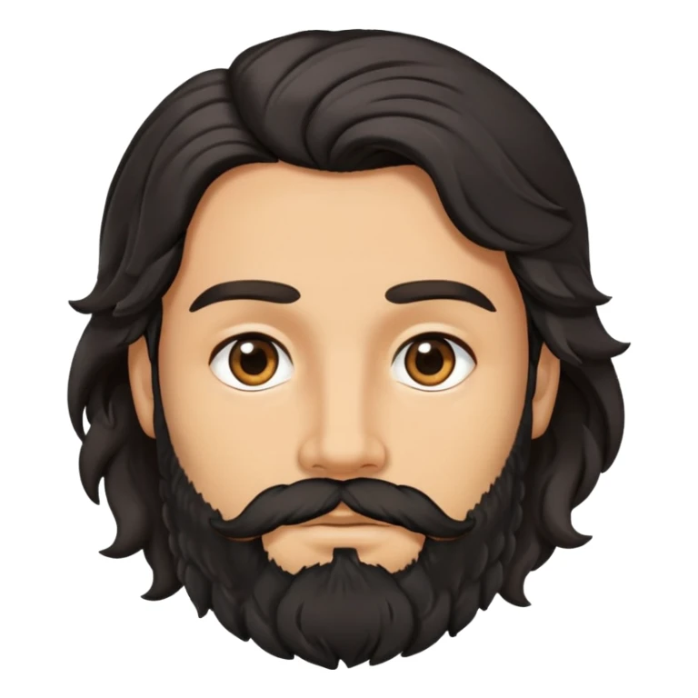 man face with beard, medium skin tone, and black wavy hair,hunter eyes sticker