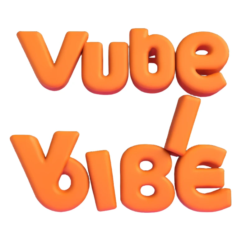 simple, clean, 3D text image with the word 'vibe' centered, no emoji or face, transparent background sticker