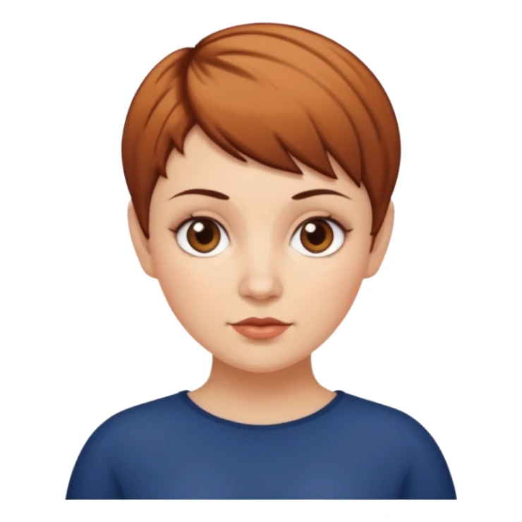 classic teacher emoji but fatter and with a brown pixie cut, make her white and the pixy cut is pointy and dark brown and she is very fat sticker