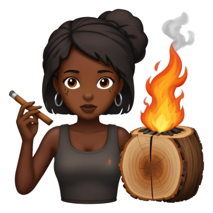 black girl smoking a wood sticker