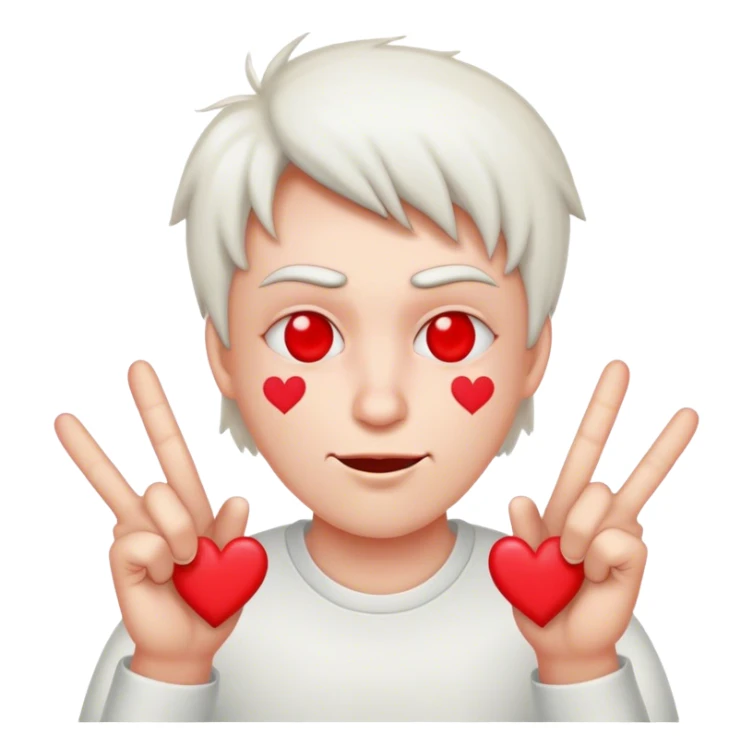 Whoozy face with 2 middle fingers and red hearts instead of eyesd sticker