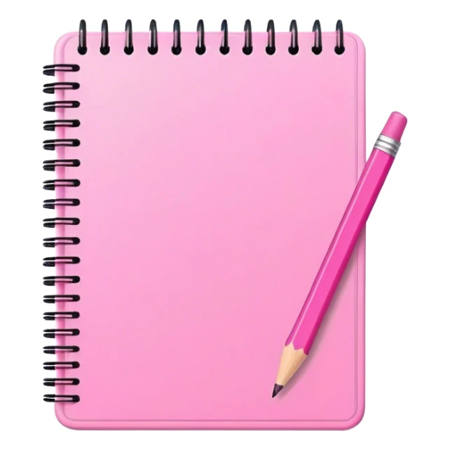 A pink notebook with pink pencil or page pencil ￼ sticker