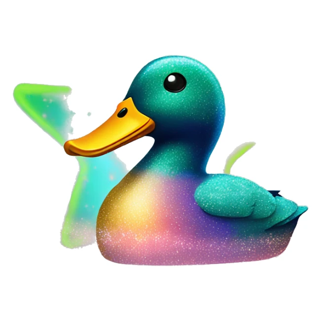 Kawaii neon star glitter mallard duck emoji    sticker