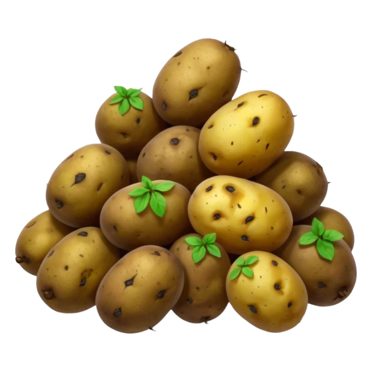 Normal sized emoji of rotting potatoes with mold based on these: 🍠🥔 please make realistix sticker