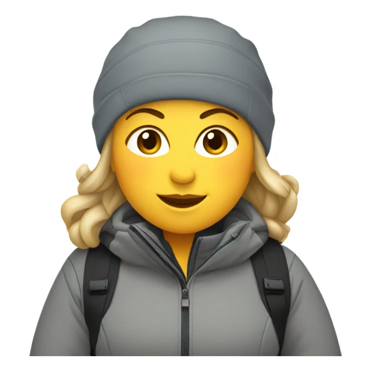 fat female skier with grey jacket and black pants sticker