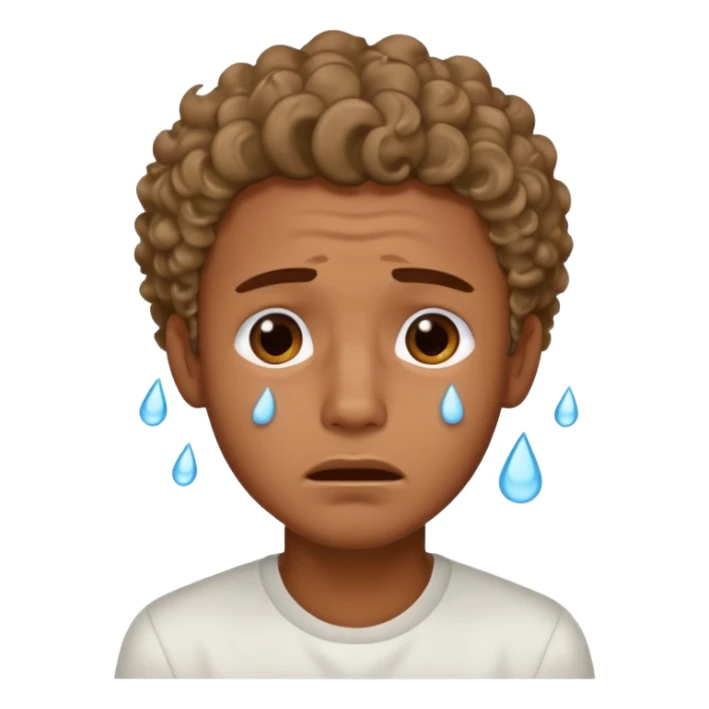 handsome brown boy with light curls and a good sharp jawline crying sticker