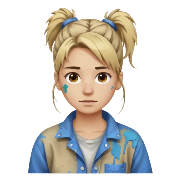 Artist with messy ponytail sticker