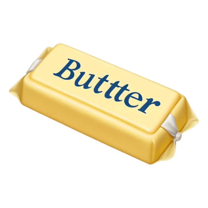 Create an image with butter and text that says butter  sticker