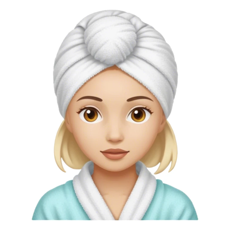 Girl with towel head and spa mask sticker