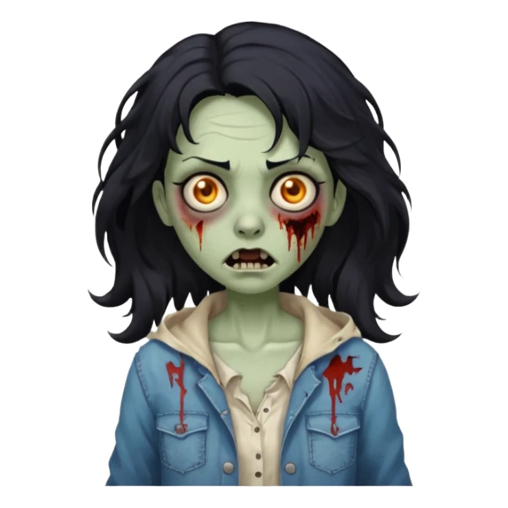 🧟‍♀️ zumbi de cabelo ondulado feminino  sticker