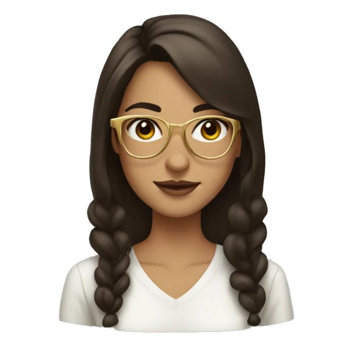 Brunette girl with brown eyes and gold large glasses sticker
