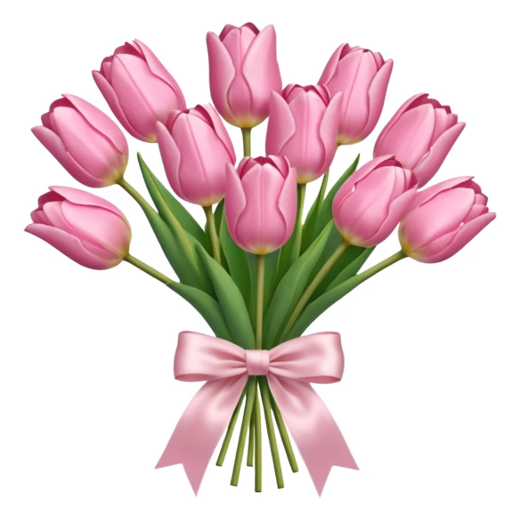 light pink tulip bouquet with light pink bow sticker