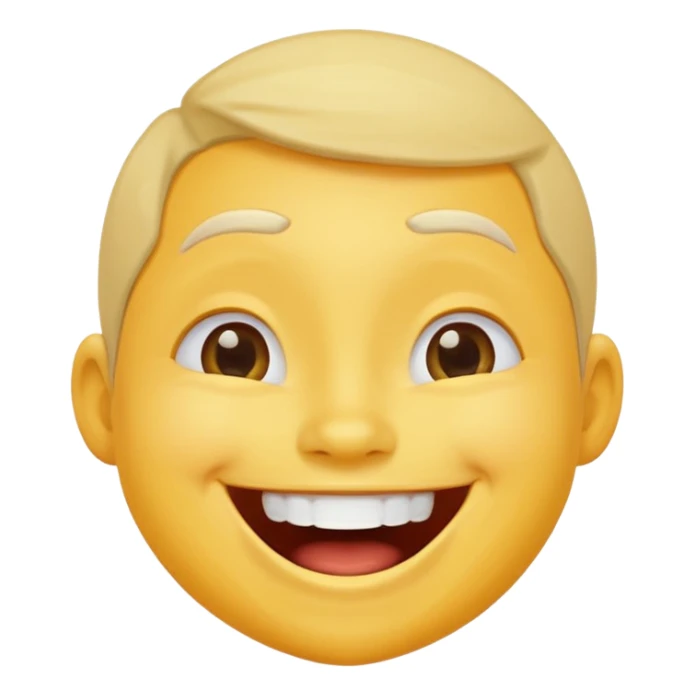 Emoji, yellow round laughing tilted head face,  sticker