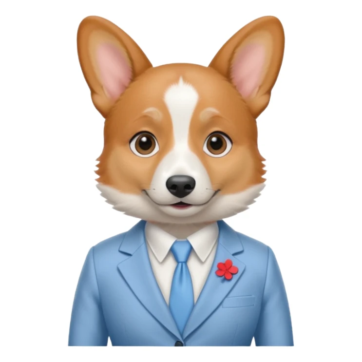 perrita caricatura gorgi gales ejecutiva con ropa celeste claro mujer tipo entrevistadora sticker