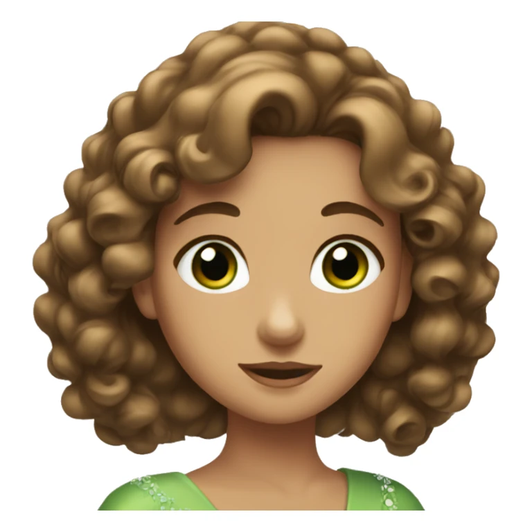 Princess with green eyes and brown wavy hair sticker