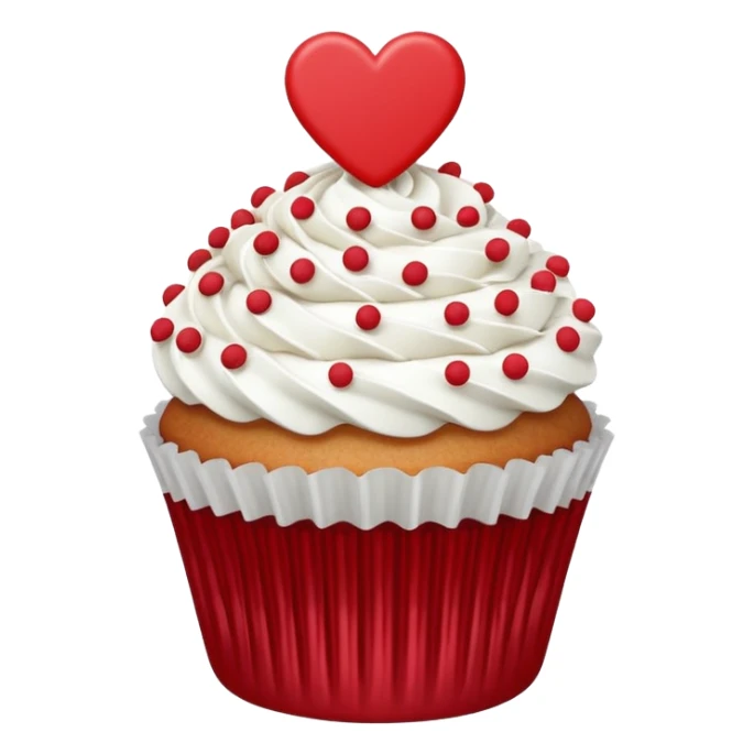 Valentine’s Day themed cupcake with white icing and sprinkles sticker