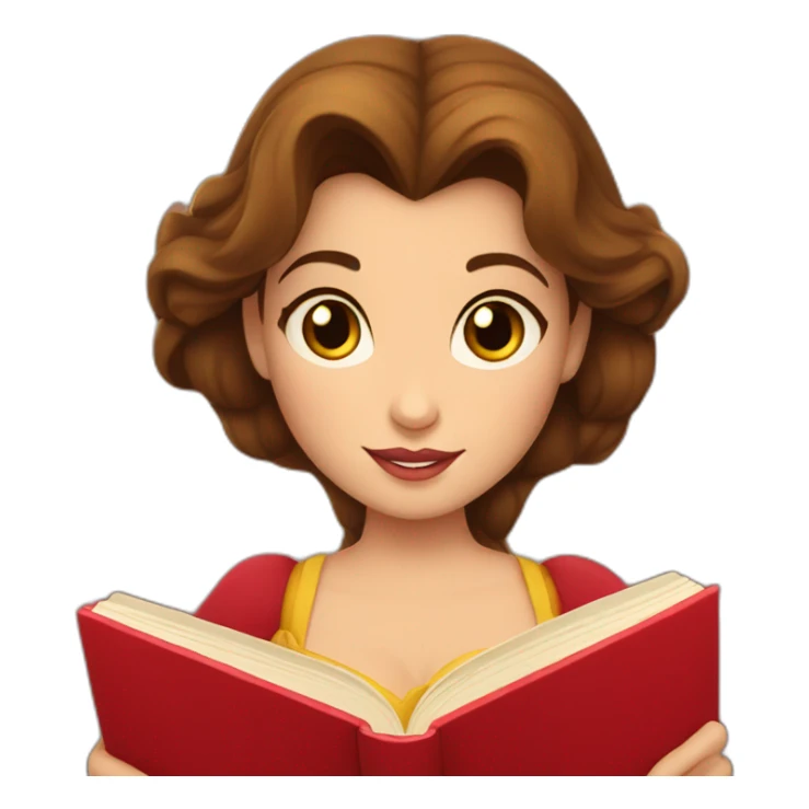 Princess Belle reading a book with red coloured cover sticker