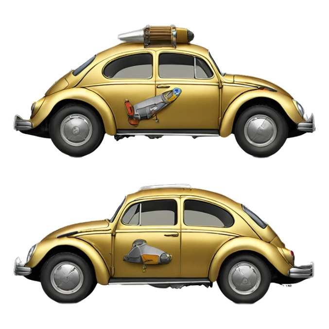 Side view 1956 C-3PO Volkswagen bug fresh from space dirty  sticker