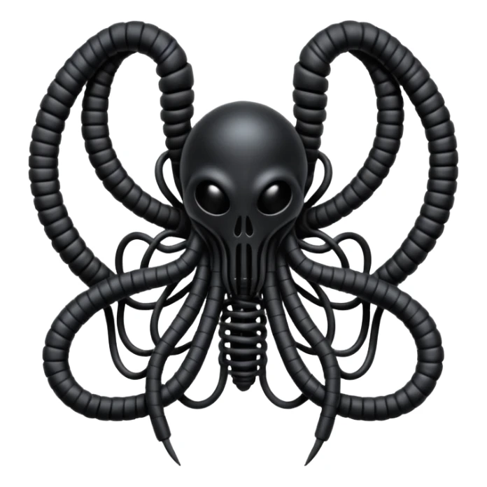 dark intertwined black wires forming an occult creature, wrapped in black rags and bondage straps, Giger-inspired sticker