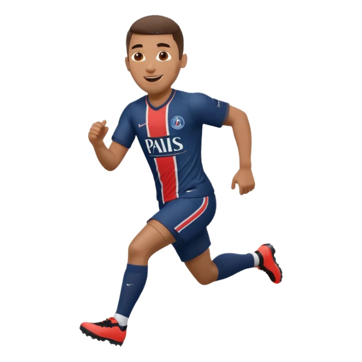 football player inspired by the reference image, PSG jersey, running, happy face sticker