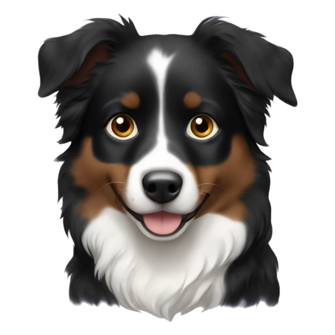 Mini black Australian shepherd with brown eyebrows small amounts of white sticker