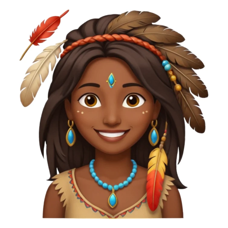female indian with one feather in hair sticker
