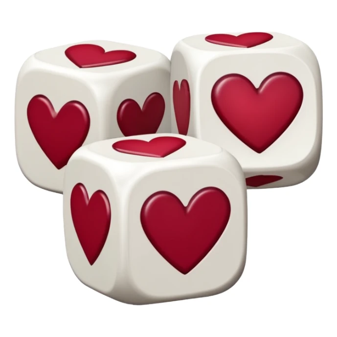 two dices in with burgundy red heart details sticker