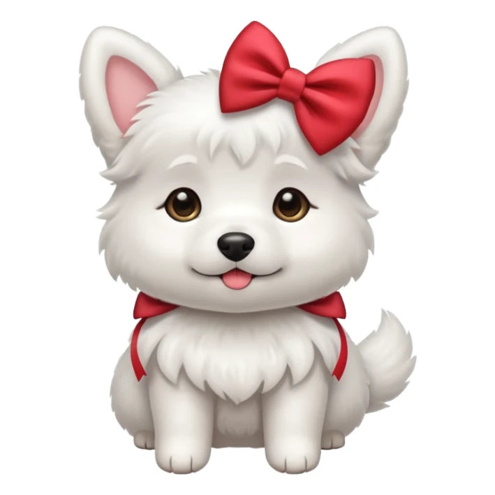 cute white dog with a bow sticker
