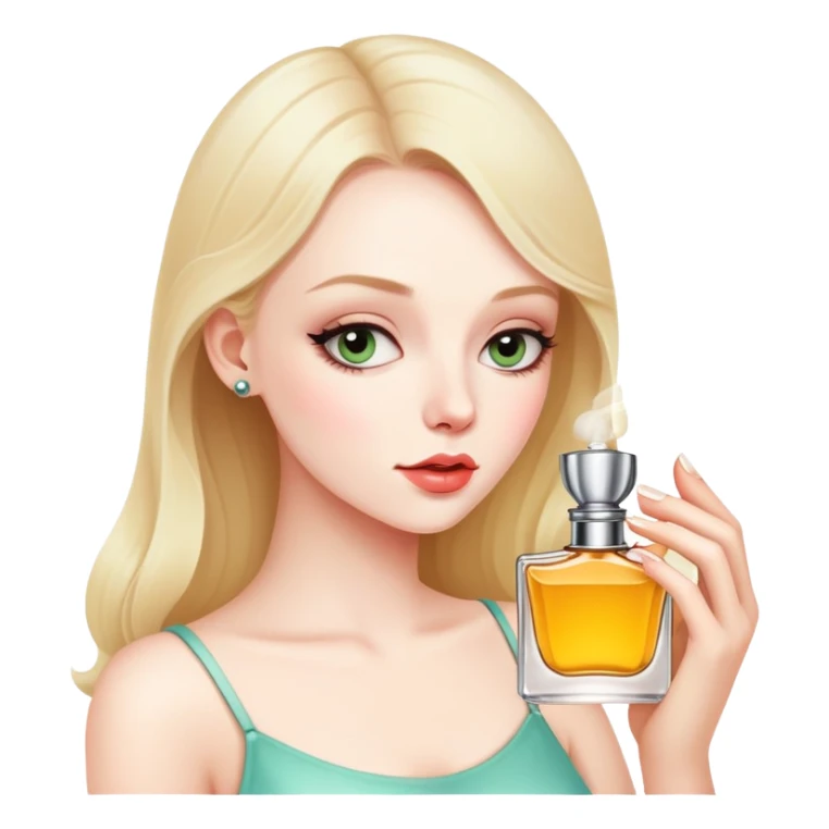 The girl is sniffing perfume sticker