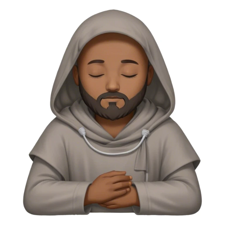 A monk with a dark brown 3 day beard wearing a grey hood and a tunic sleeping with the eyes closed sticker