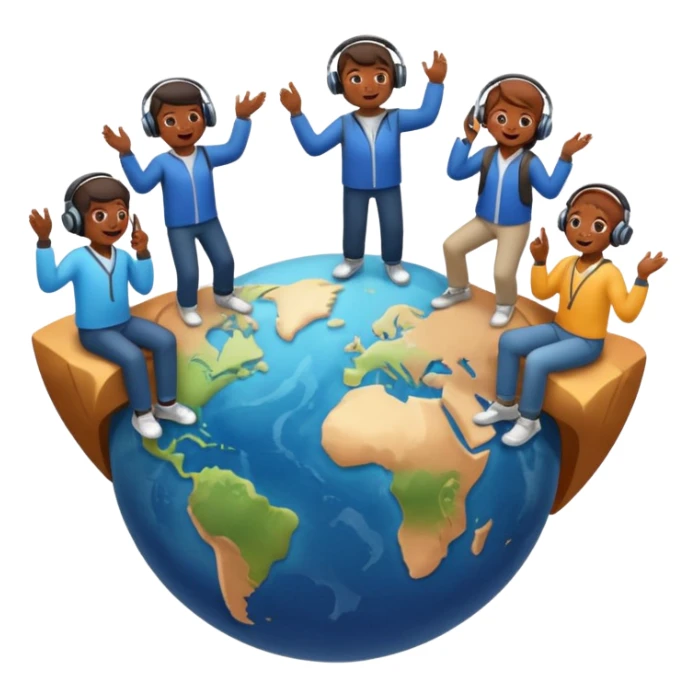 People and music on top of world sticker