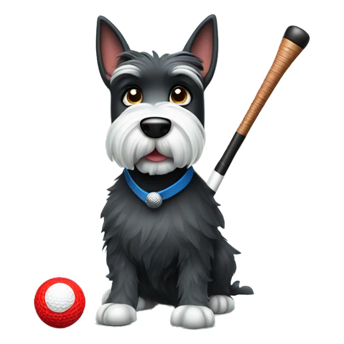 Scottish terrier dog cartoon holding golf club sticker