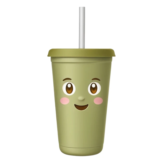 a pale olive travel mug with a straw in it sticker