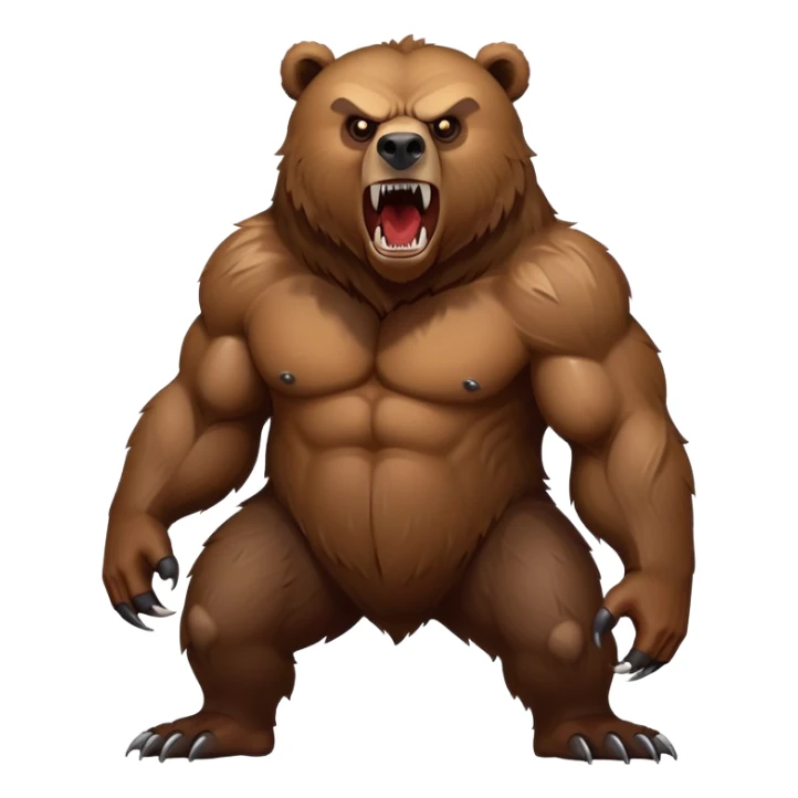 Tough wild grizzly bear with angry eyes, sharp teeth, and powerful stance sticker