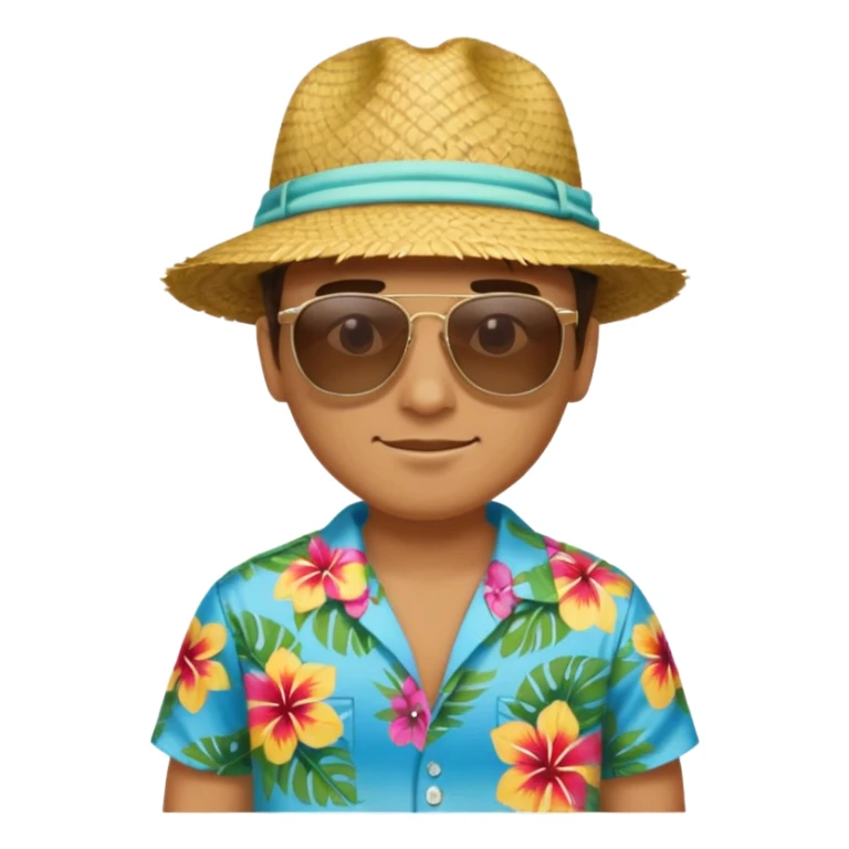 golden with sunglasses and straw hat, hawaii shirt sticker