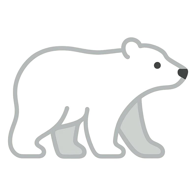 polar bear, flat color icon, clean and modern sticker