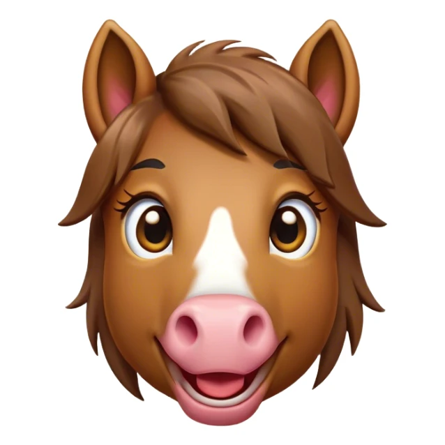 Cinematic Comical Brown Welsh Pony Portrait Emoji, Head tilted dramatically with an exaggeratedly amused expression, featuring a robust, glossy brown color, wide, comically expressive eyes full of playful disbelief, and a subtly animated, perky head, Simplified yet hilariously expressive features, highly detailed, glowing with a slightly sassy earthy glow, high shine, dramatic yet playful, stylized with an air of cheeky equine mischief, soft glowing outline, capturing the essence of a meme-worthy brown Welsh pony that looks ready to trot its way into viral fame! sticker