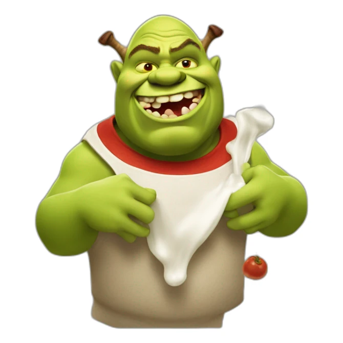 Ogre Shrek with red sauce pouring from his mouth sticker